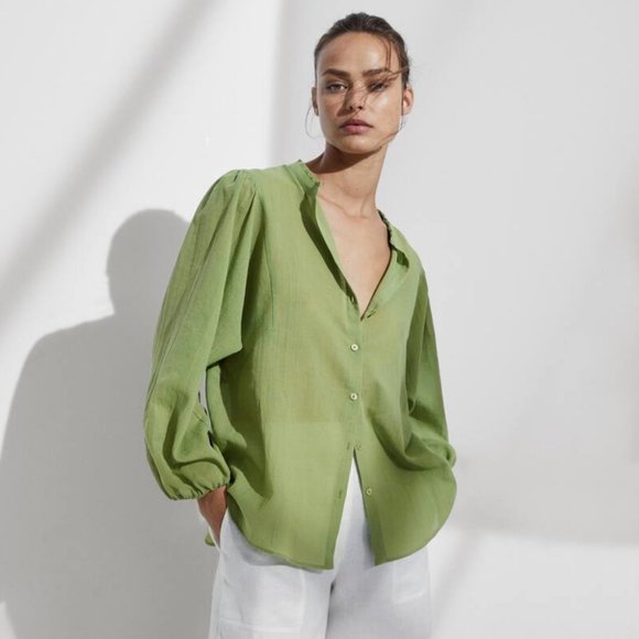 Massimo Dutti Tops - Massimo Dutti Cotton Blouse Green